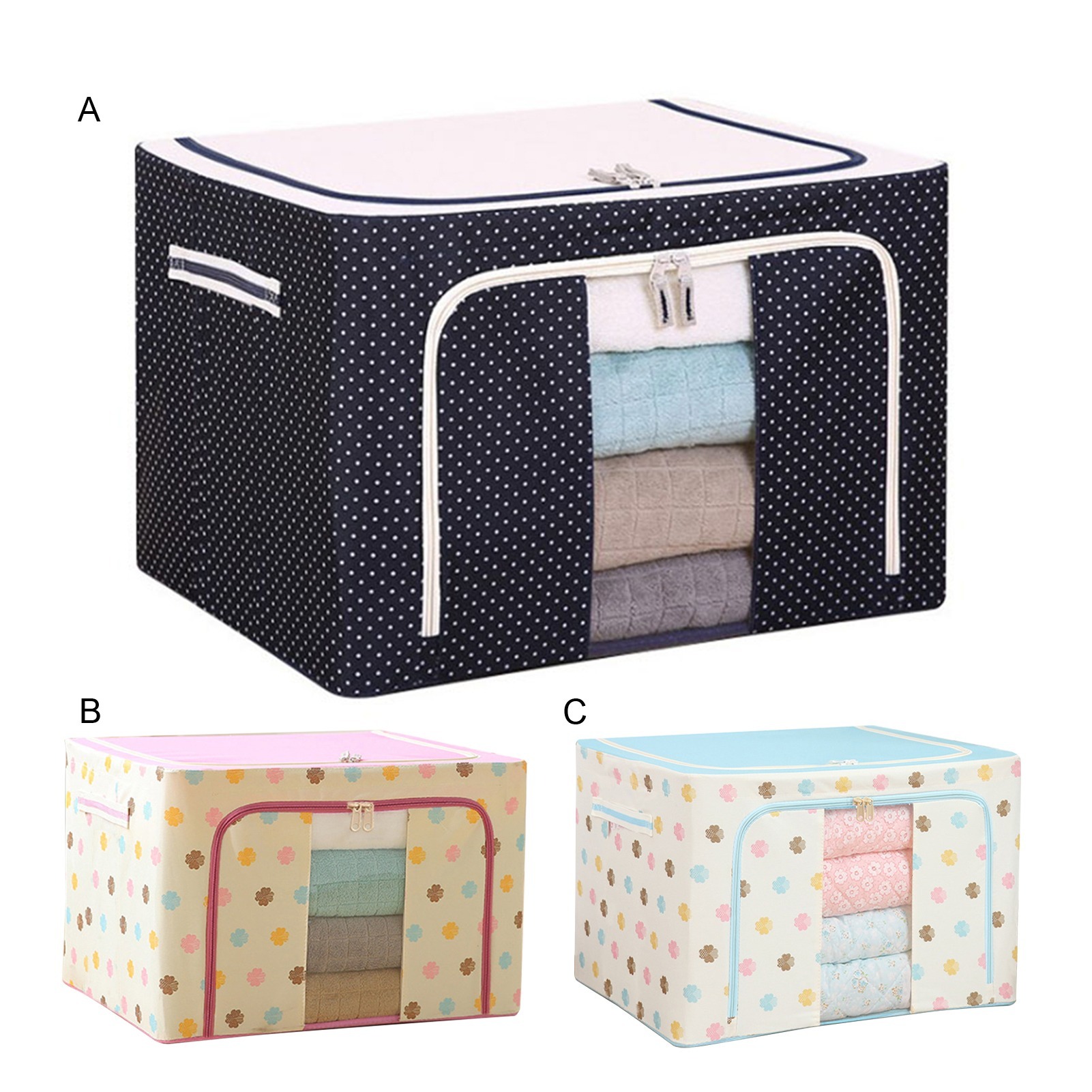 Large Capacity Storage Box Foldable Clothes Organizer Case 66L | Multi-Color Household Storage Organizer with Lid - Image 5