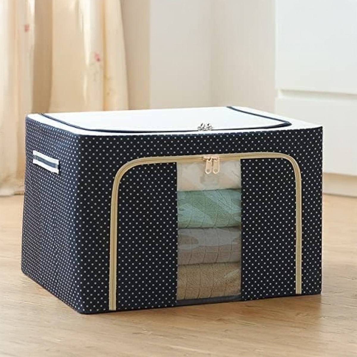 Large Capacity Storage Box Foldable Clothes Organizer Case 66L | Multi-Color Household Storage Organizer with Lid - Image 4
