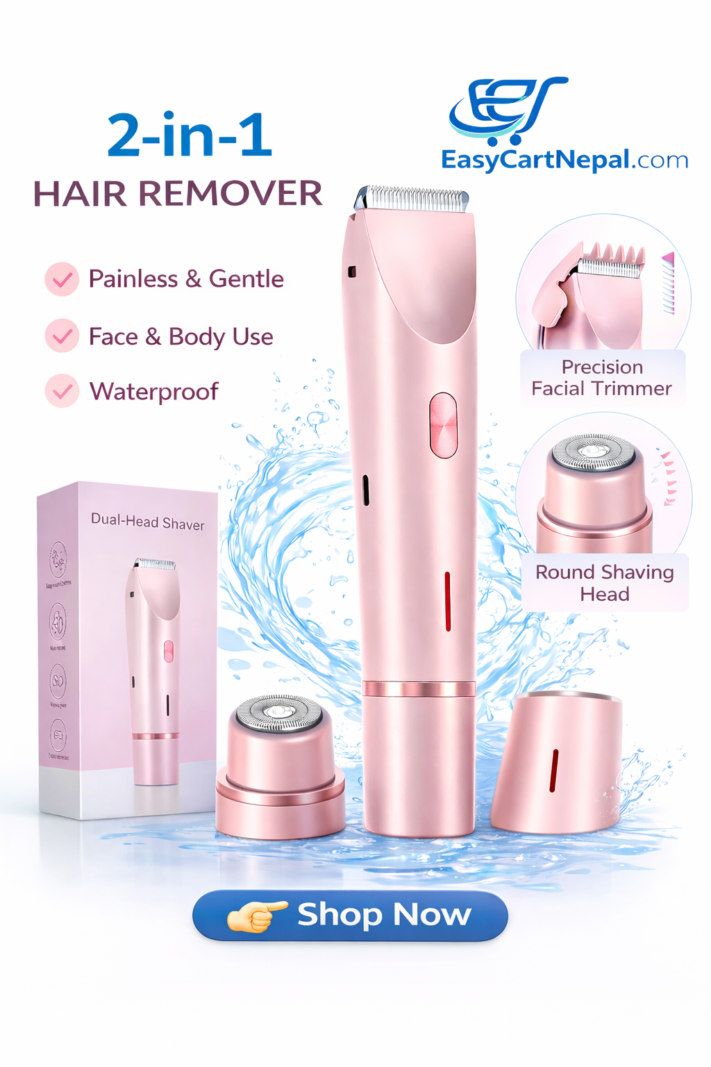 2-in-1 Rechargeable Hair Remover for Women & Men (Face & Body Use) - Image 3