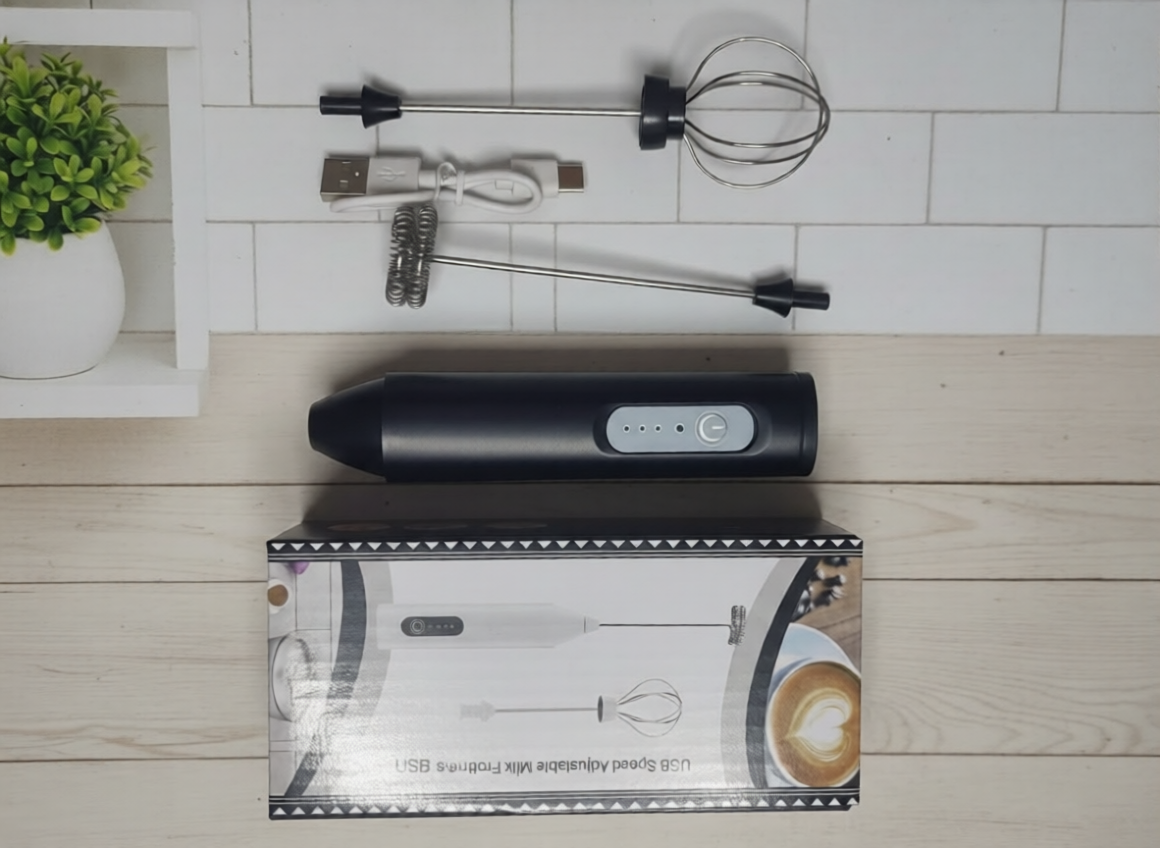 USB Speed Adjustable Milk Frother | Rechargeable Handheld Coffee & Milk Foam Maker for Cappuccino, Latte & Hot Chocolate