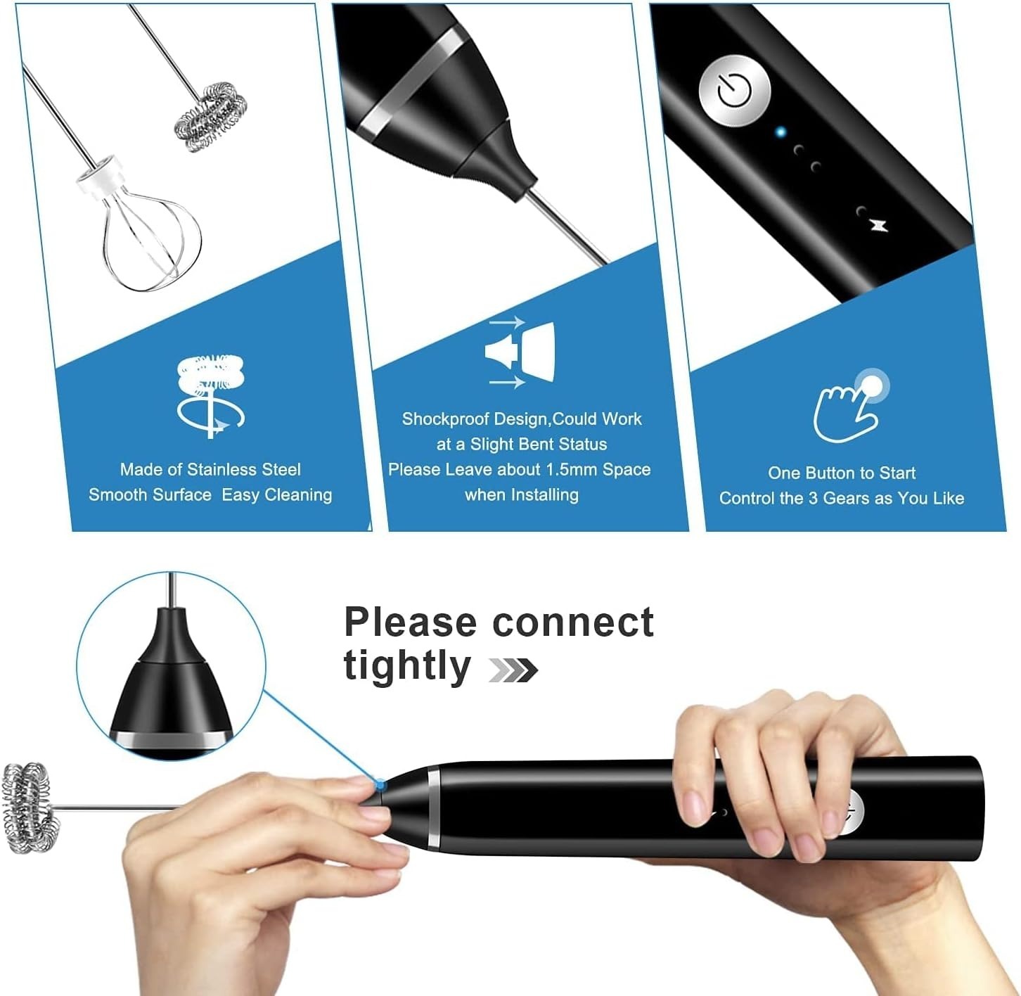 USB Speed Adjustable Milk Frother | Rechargeable Handheld Coffee & Milk Foam Maker for Cappuccino, Latte & Hot Chocolate - Image 4