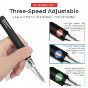 Cordless Soldering Iron Kit — USB Rechargeable, 3-Temperature Adjustable 330 ℃–450 ℃, LED Light Display, Portable / Battery Powered